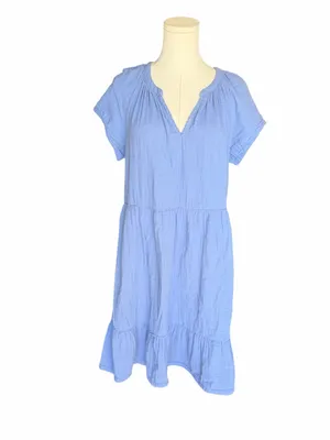 Pact - Coastal Double Gauze Throw-and-Go Dress Blue Organic Cotton Sz M thumbnail 2
