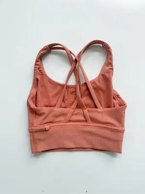 lululemon Energy Longline Ribbed Bra in Sunny Coral Size 2 thumbnail 4