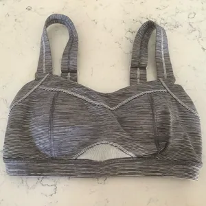 Lululemon grey and white stripped wide straps yoga sport bra size 4 ta ta tamer thumbnail 5