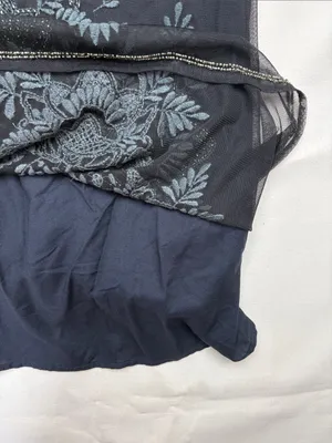 Abercrombie & Fitch size medium Black Tank Mini Dress Gray Embroidery bead y2k thumbnail 7