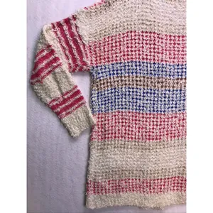 Adora Cardigan Sweater Womens 2XL 3XL Ivory Red Blue Striped Open Front‎ thumbnail 10