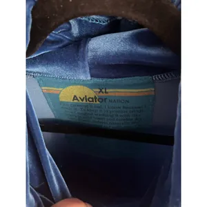 Aviator Nation Classic Velvet Relaxed Pullover Hoodie blue with rainbow xL thumbnail 4