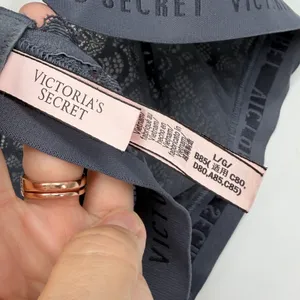 Victorias Secret Logo Band Lace‎ Bralette Dark Grey Floral Scalloped Large L/G thumbnail 4