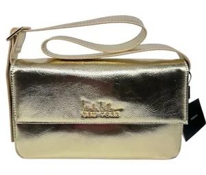 NICOLE‎ MILLER Vegan Leather Metallic Gold Evening Bag Purse Handbag NEW thumbnail 1