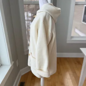 Vintage Crazy Horse Ivory Cream Fleece Hooded Anorak Jacket Coat Size Medium thumbnail 2
