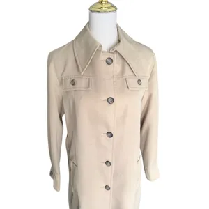 Vintage 70s Tan Beige Longline Belted‎ Trench Coat Duster Jacket Womens thumbnail 3