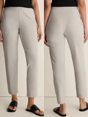 Eileen Fisher Washable Stretch Crepe Slim Pant in Chalk Size Large thumbnail 2
