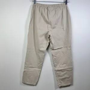 Denim & Co Khaki‎ Elastic Waist Pull On Straight Leg Pants Cotton Stretch Large thumbnail 2