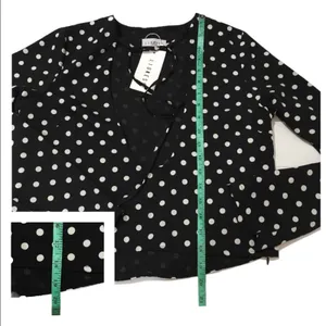 NWT REVOLVE X LIONESS Take the Plunge Polka Dot Top - Black - Medium thumbnail 3