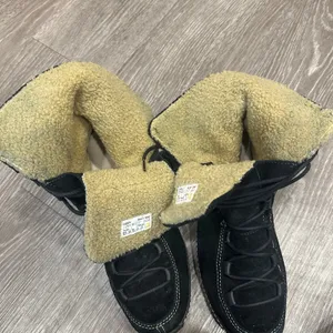 Timberland Black Reykir Ghillie Suede Lace-Up Sherpa‎ Moccasin Boots Boho Cozy 8 thumbnail 4