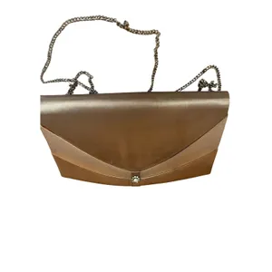Champagne Gold Satin Evening Clutch Rhinestone Accent‎ Chain Strap Bag thumbnail 4