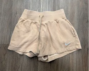 Nike Sportswear Phoenix Fleece High Rise Shorts Tan Beige Womens Small 4015 thumbnail 1