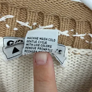 Vintage Floral Embroidered Cable Knit Sweater Cream‎ Pink Small Cottage thumbnail 8