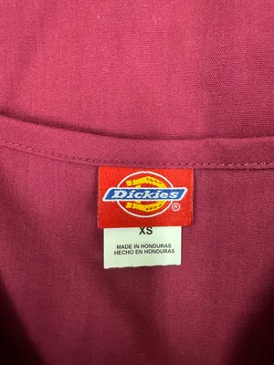 Dickies Mini V-Neck Scrub Top Wine Colored Size X-Small thumbnail 3