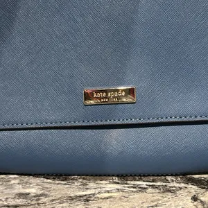 Kate Spade Blue Crossbody Bag gold hardware strap chain with leather thumbnail 4