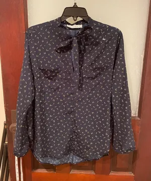 Abercrombie & Fitch Navy Floral Tie-Neck Blouse thumbnail 1