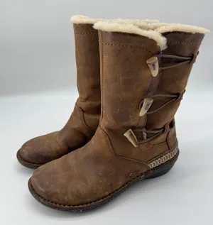 UGG Kona Leather Shearling Boots 9 Brown Tan Suede Toggle 5156 Winter Aspen Cozy thumbnail 1