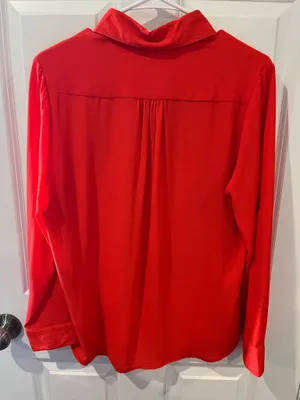 Warehouse Red Button Down Blouse Size Large thumbnail 4