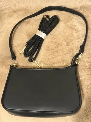 🔥New🔥Black Shoulder Baguette Bag with Gold Accents thumbnail 1