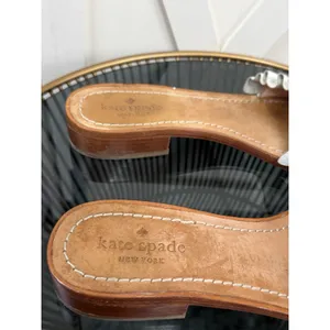 Kate Spade New York Brie Sandals Women’s 8.5 M White Leather Gold Chain Fringe thumbnail 9