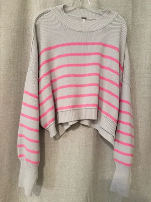 Free People Stripe Easy Street Crop Sweater | XL thumbnail 1