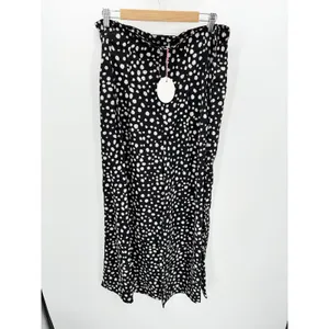 Umgee Black Cream Polka‎ Dot High waisted Pants Size L Wide Leg NWT Teacher thumbnail 10