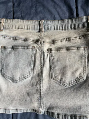 BBJ Los Angeles Denim Cargo Short Skirt Light Blue Pocket Strap Button Women's S thumbnail 6