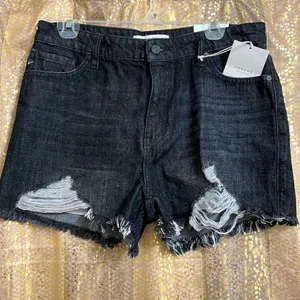 KanCan Wayne black raw hem high rise distressed shorts 11/29 NWT thumbnail 6