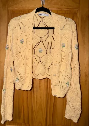 ZARA Yellow Cardigan Knit thumbnail 1