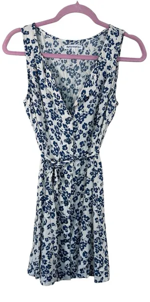 Reformation Blue White Floral Mini Dress Womens 4 Casual Summer Luxury Classic thumbnail 1