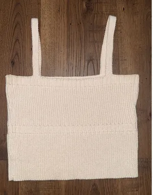 Zara Knit Crop Top Cream Off White Ribbed Sleeveless Camisole Medium thumbnail 1