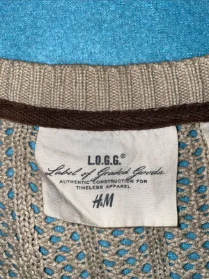 L.O.G.G + H&M Open-weave crocheted cardigan button v-neck long sleeve NEW size L thumbnail 6