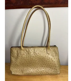HOBO The Original Champagne Tan Ostrich Leather Shoulder Bag thumbnail 1