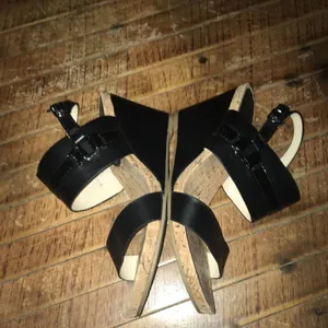 Pesaro black strappy, cork wedge 7.5 sandals thumbnail 4