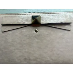 Kate Spade Bow Zip Around Wallet Blush Pink Hatched Leather Clutch Gold Tone thumbnail 4