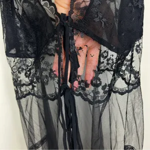NEW Vintage Victoria’s Secret Sheer Black Lace Tie Front Cami M Y2K Deadstock thumbnail 5