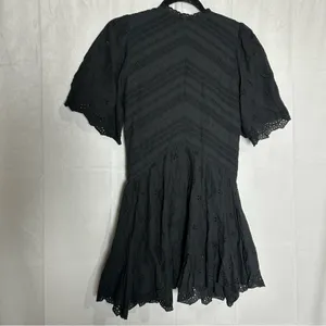 NWT Madewell Black Eyelet Flutter Sleeve Mini Dress in‎ Cotton Size 00 thumbnail 5
