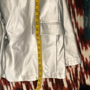 Vigoss Silver metallic faux leather blazer Suit Sleek Jacket Coat Long Sleeve Single One Button-XL #festival #office siren #preppy #avant-garde #corporate Measurement in pics thumbnail 5