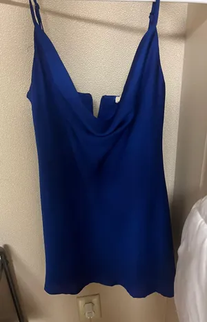 PacSun Blue Satin Cowl Neck Dress thumbnail 1