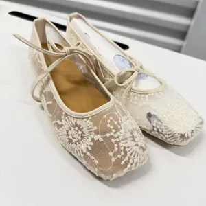 Susanny‎ Airy Lace White Ballerina Flats Square Toe Mary Jane Mesh Sequins 6.5 thumbnail 1