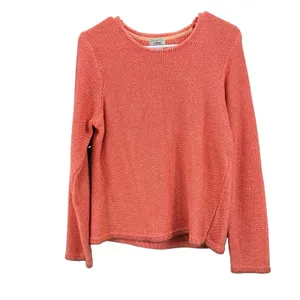 Vintage LL Bean Orange Chunky Knit Cotton Crew Neck Pullover Sweater SMALL thumbnail 3