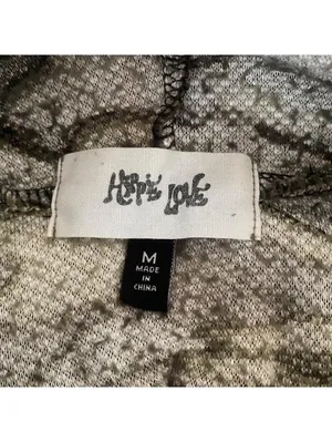 Hippie Rose Camo Fuzzy Sherpa Cropped Hoodie Sweatshirt Green Gray M thumbnail 3