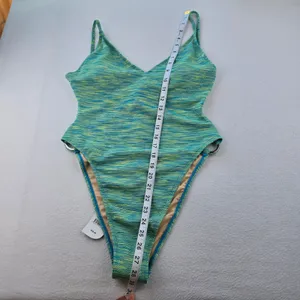 Cotton On Body NWT Strapy One Piece Brazilian Swimsuit Green Blue Space Dye M thumbnail 10