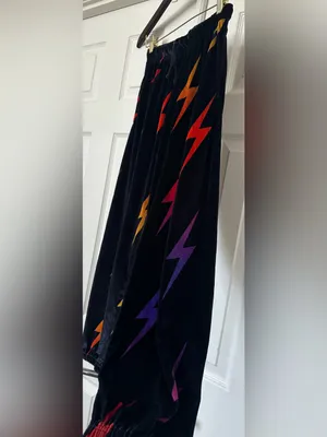 Aviator Nation Black Velvet Hoodie and pants set Multicolor Lightning Bolt thumbnail 9