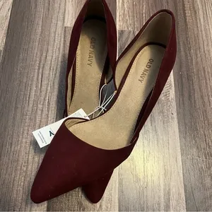 Wine velvet suede pointed stiletto pumps size 7 NWT thumbnail 1