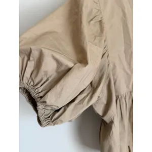 Hunter Bell Blouse Women Small Tan Puff Sleeve V-Neck Cotton 22HBCT5 thumbnail 3