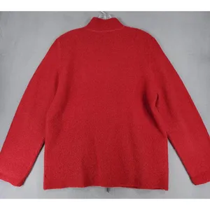 Alexandra Bartlett Cardigan Sweater Womens Size L Wool Fuzzy Red Zip‎ Up Jacket thumbnail 3