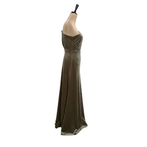 Jenny Yoo Collection Olive Green Velvet One Shoulder Maxi Gown Dress Size 4 thumbnail 3
