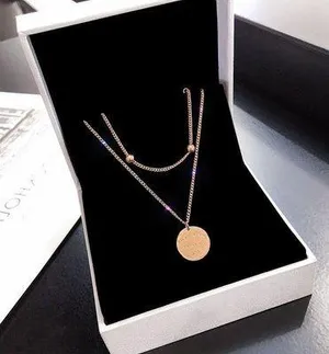 14K Rose Gold Plated Layered Pendant Necklace for Women thumbnail 1