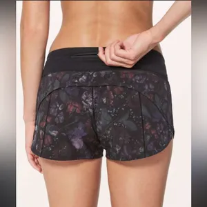 Lululemon Athletica Women's Dark Floral Athletic Shorts thumbnail 2